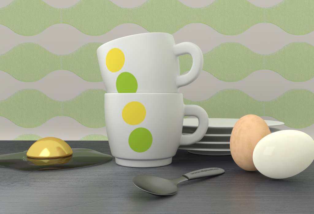 コーヒーカップと卵／Blender